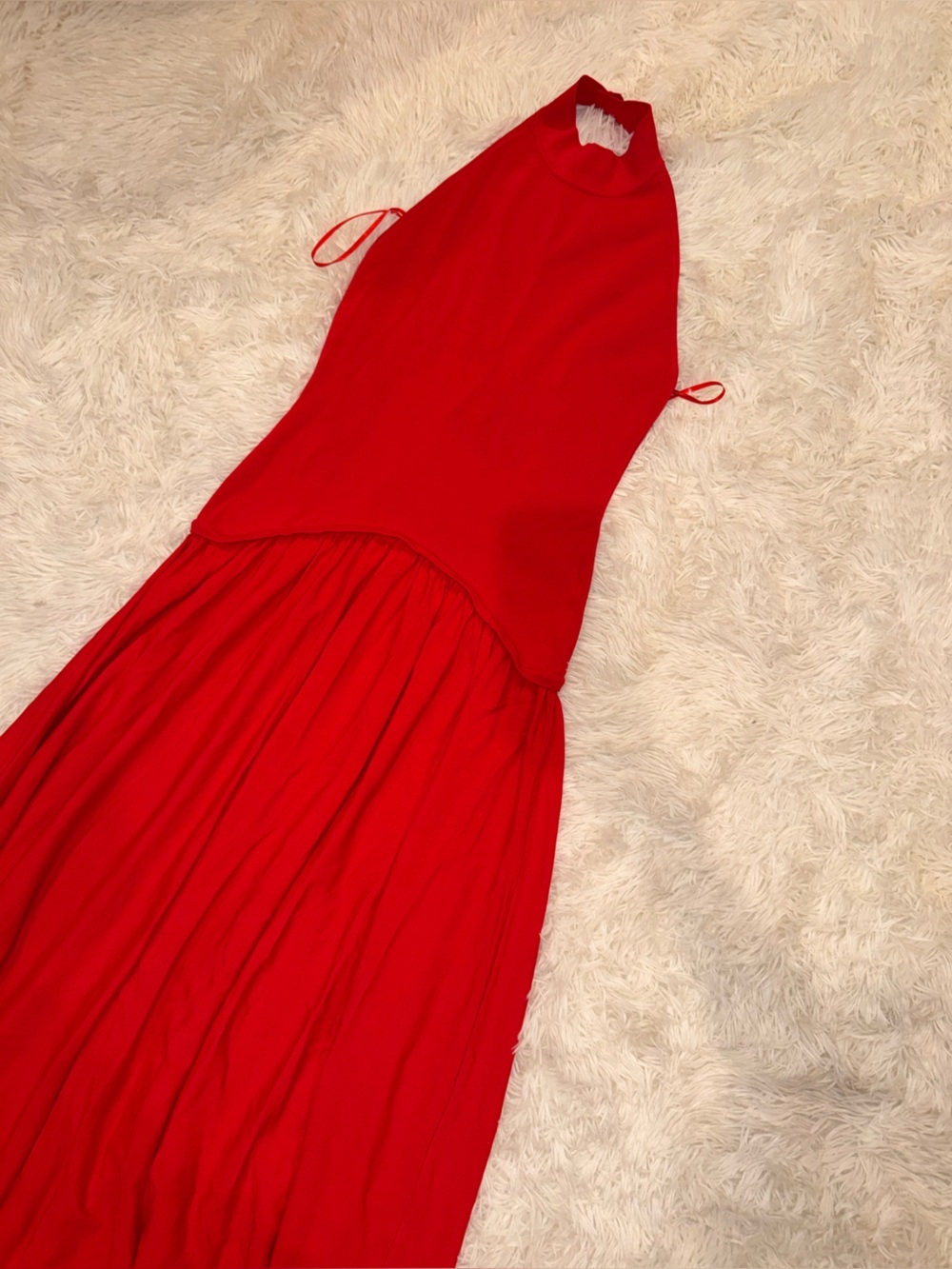NEW SOLID & STRIPED apple red Halter Soglio knit maxi dress Sz S - Picture 6 of 11